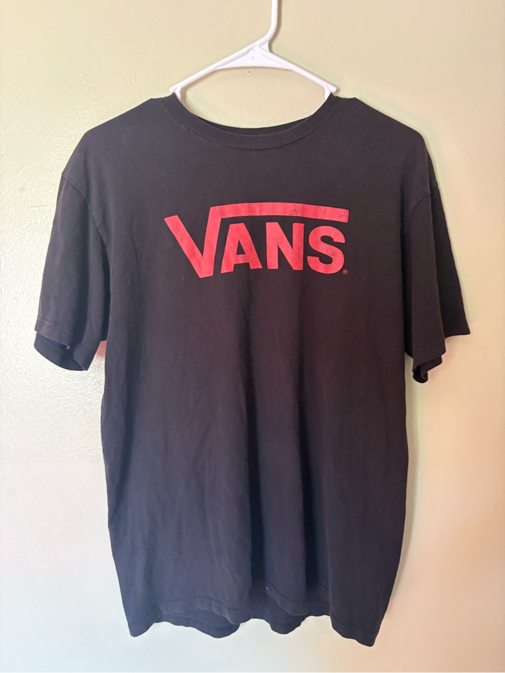 Vans Black Short Sleeve Tee with Red Logo